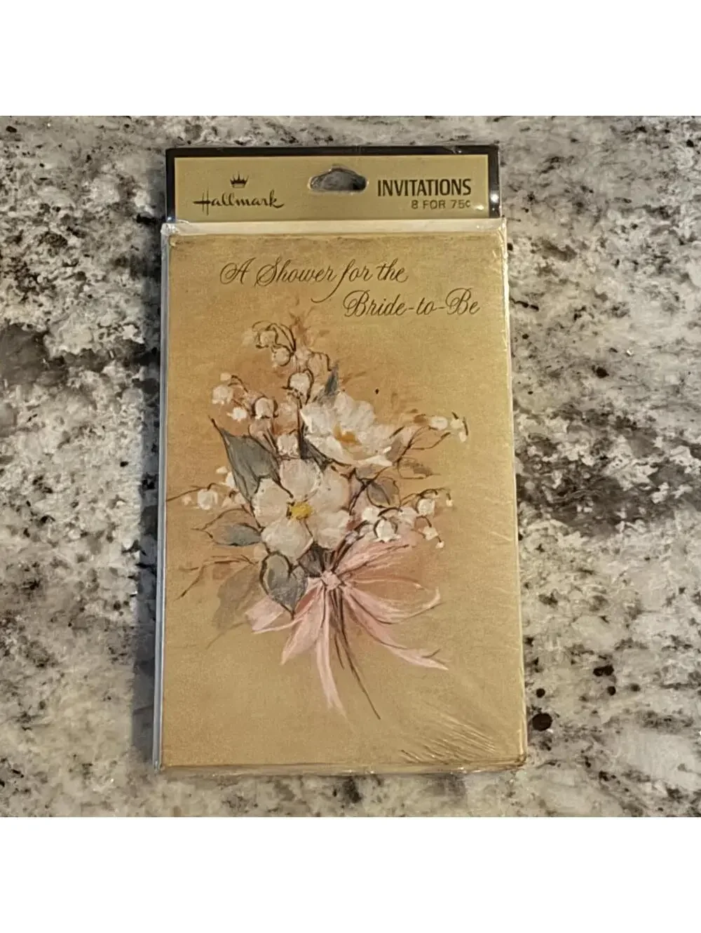 Vtg 70s Hallmark Bridal Shower Invitations 8 Pack Sealed NOS Floral MCM Retro‎